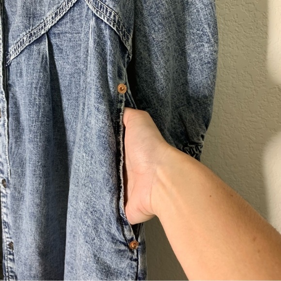 We the free Womens Blue Denim Hannah Long Sleeve Mini Dress L - Picture 5 of 10